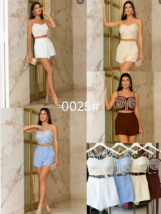 Strappy crop top with shorts women's two-piece matching set