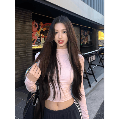 1260g rayon sexy high-neck base layer T-shirt women's autumn.